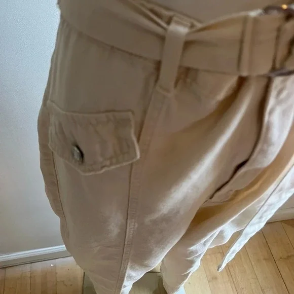 De Facto Twill Hogh Waist Tapered Leg Pants Beige Ivory Trousers Cotton 10 US - Picture 5 of 10